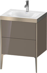 DURAVIT XViu c-bonded Waschtischunterbauset 610x600x480 mm, 2 Auszüge, champagner matt / dolomiti grey