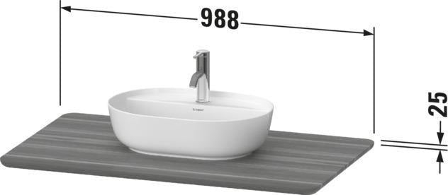 DURAVIT Luv Massivholzkonsole 988 mm Amerikanischer Nussbaum mit 1 Ausschnitt
