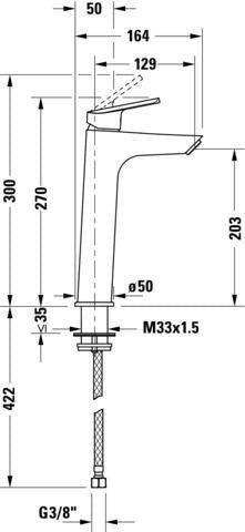 Duravit No.1 Einhebel-Waschtischmischer L 129 mm Chrom, ohne Zugstange