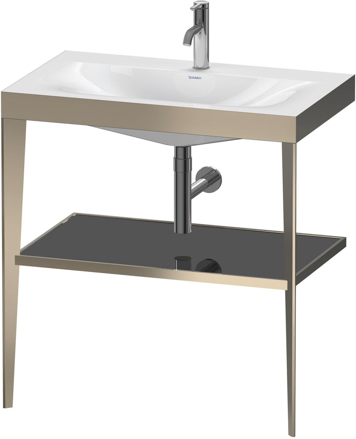 Duravit XViu Waschtischunterbau 800 mm mit Möbelwaschtisch, Metallkonsole, champagner matt/schwarz hochglanz
