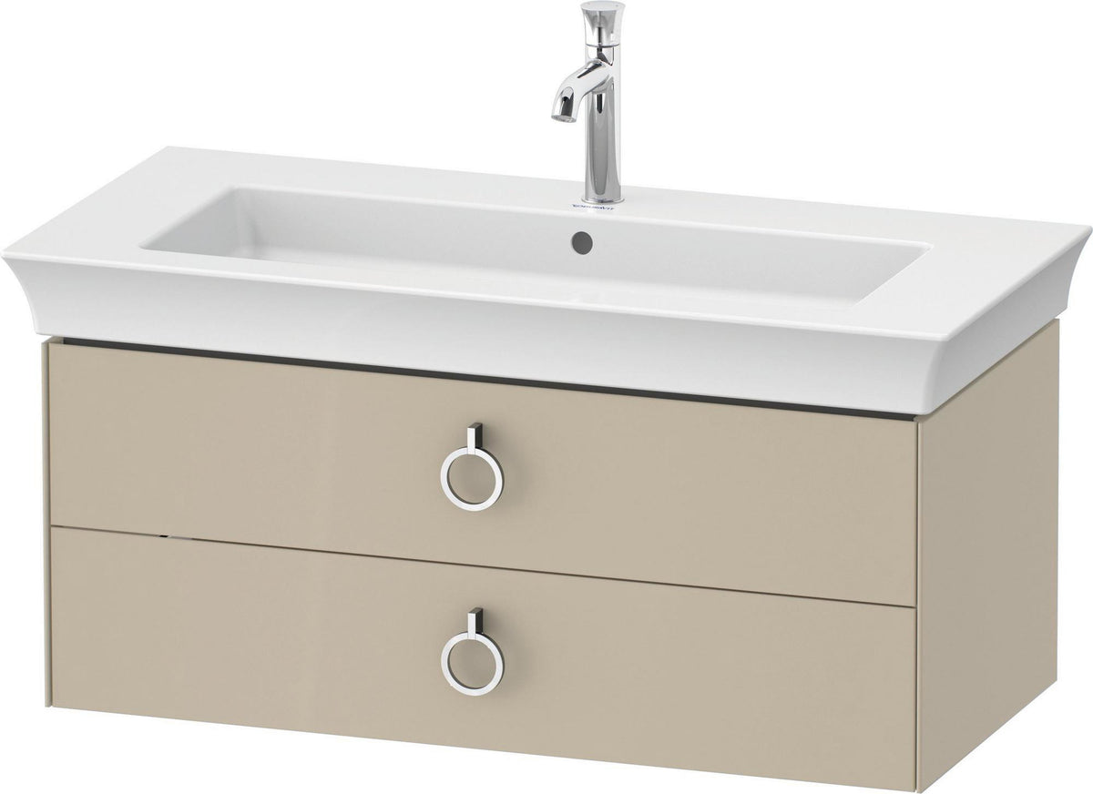 DURAVIT White Tulip Waschtischunterbau wandhängend 984 mm Nussbaum Taupe mit 2 Schubkästen