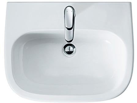 DURAVIT D-Code Waschtisch 650 mm weiß ohne Überlauf mit Hahnlochbank – Wandmontage