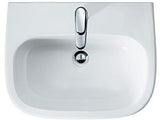 DURAVIT D-Code Waschtisch 650 mm weiß ohne Überlauf mit Hahnlochbank – Wandmontage