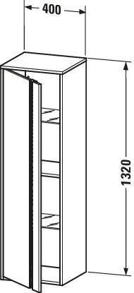 DURAVIT Hochschrank Ketho 360x400x1320mm 1 Tür Anschlag links Eiche Terra