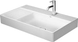 Duravit DuraSquare Waschtisch 800 mm, weiß, ohne Überlauf, mit Hahnlochbank, Becken rechts, geschliffen