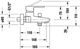 DURAVIT A.1 Einhebel-Wannenmischer Aufputz Chrom – Keramikmischsystem, DN 15, 2-löchig