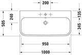 DURAVIT Möbelwaschtisch Happy D.2 1000 mm mit Überlauf, 1 Hahnloch, WonderGliss, weiß
