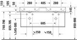 DURAVIT DuraSquare Doppelwaschtisch 1200 mm weiß – Möbelwaschtisch mit 2 Becken