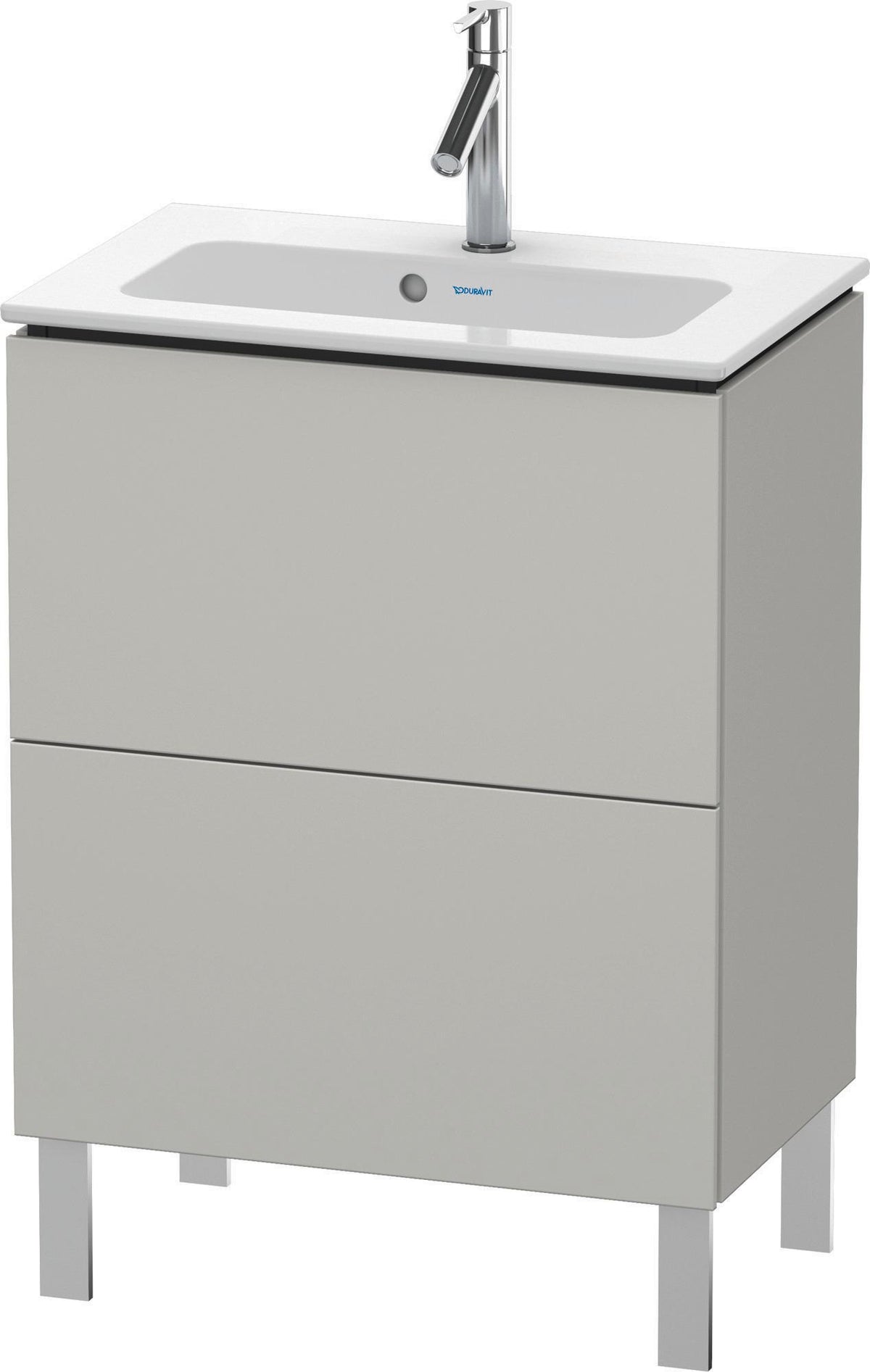 Duravit L-Cube Waschtischunterbau 620 mm, 2 Auszüge, bodenstehend, Weiß Matt – mit Tip-On