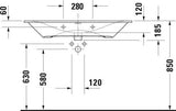 Duravit Viu Möbelwaschtisch 1030 mm Weiß mit Überlauf und Hahnlochbank