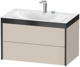Duravit XViu Möbelwaschtisch-Set 800 mm mit Viu Waschtisch, Nussbaum Mitte, 2 Schubkästen, wandhängend