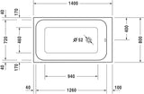 DURAVIT DuraStyle Rechteck-Badewanne 1400x800mm weiß Acryl Einbauwanne