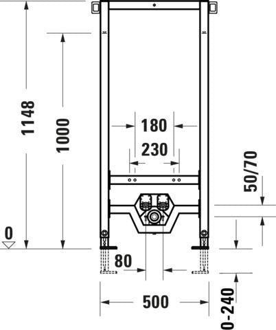 DURAVIT DuraSystem Wand-Bidet-Element 500 x 1148 mm – vormontiertes Vorwandelement für Trockenbau