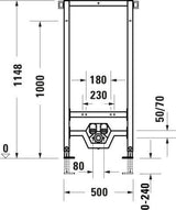 DURAVIT DuraSystem Wand-Bidet-Element 500 x 1148 mm – vormontiertes Vorwandelement für Trockenbau