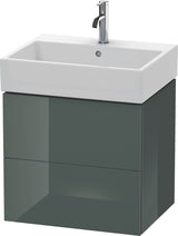 Duravit L-Cube Waschtischunterbau 584 mm in Amerikanisch Nussbaum mit 2 Schubkästen und Tip-On-Technik