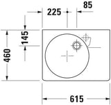 DURAVIT Design Classics Wandwaschtisch 615 mm, Becken links, mit Überlauf, weiß