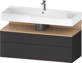 Duravit Qatego Waschtischunterbau 1190 mm – Weiß Matt mit Eiche Schwarz Nische, 1 Auszug, LED