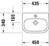 DURAVIT D-Code Handwaschbecken 450 mm weiß – Wandhängend, 1 Hahnloch, ohne Überlauf