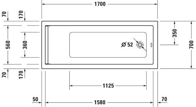 DURAVIT Starck Whirlwanne 1700x700mm Rechteck Einbau Weiß mit Combi-System L