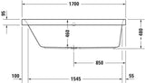 DURAVIT Happy D.2 Whirlwanne 1700x700mm Air-System, weiß, mit Rückenschräge links