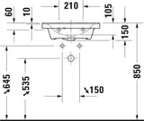 DURAVIT D-Neo Handwaschbecken 500 mm weiß hochglanz mit Überlauf wandhängend
