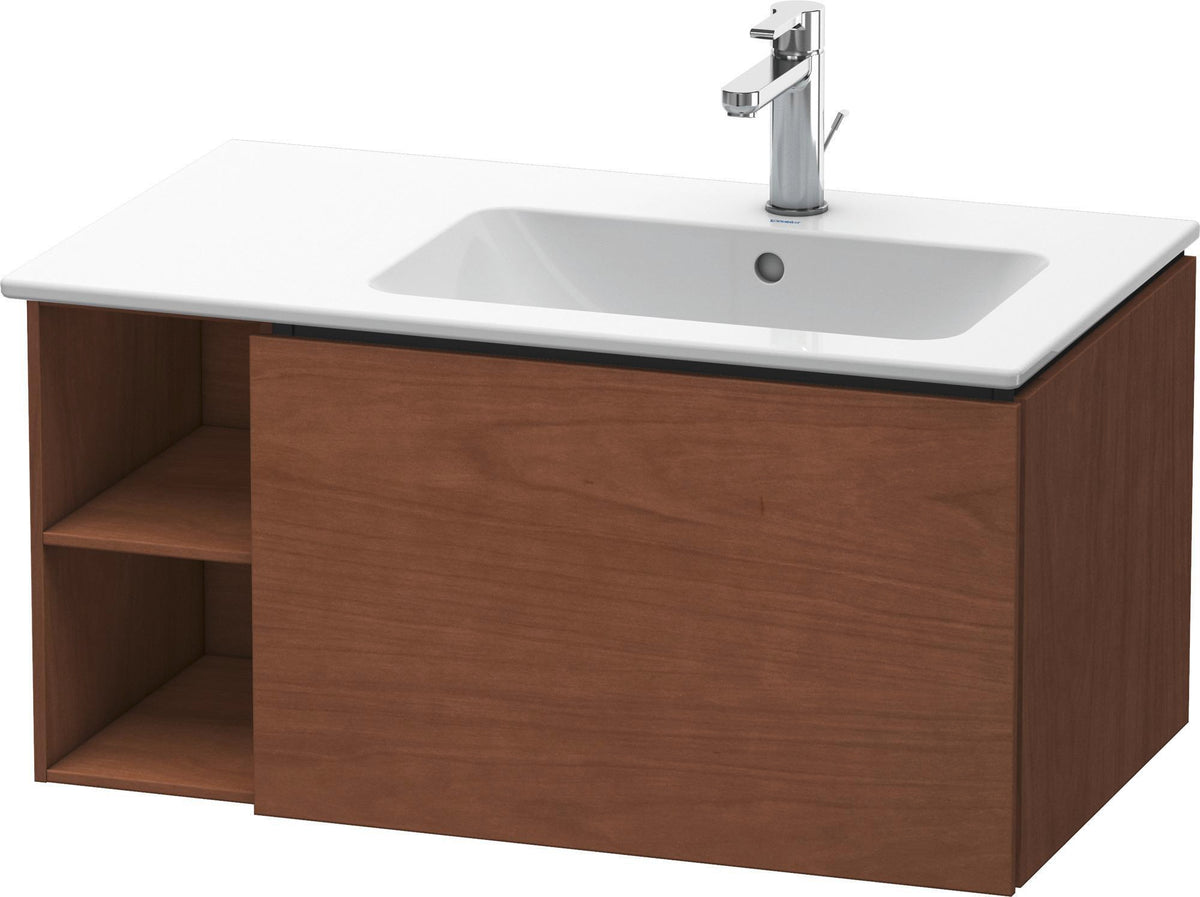Duravit L-Cube Waschtischunterbau 820 mm, 1 Auszug, Becken rechts, Amerikanisch Nussbaum