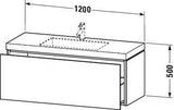 DURAVIT L-Cube c-bonded Waschtischset 1200 mm mit Vero Air, 1 Auszug, Weiß Hochglanz