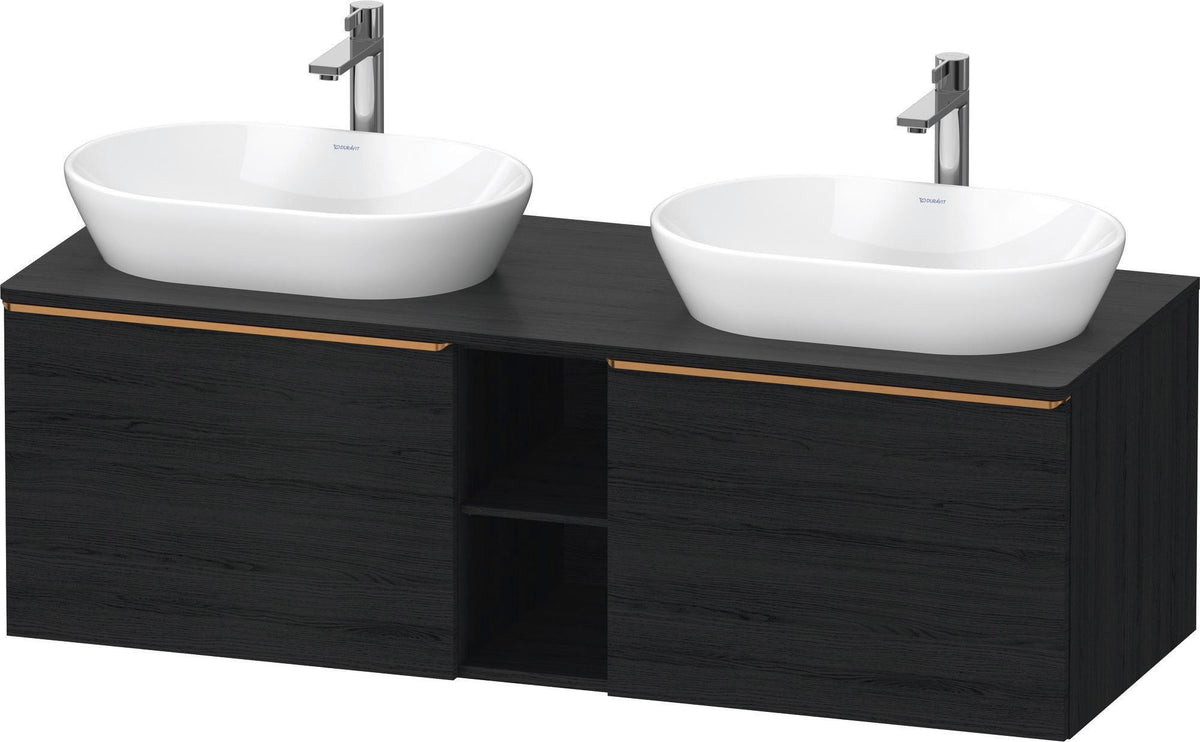 DURAVIT D-Neo Konsolenwaschtischunterbau 1400 mm betongrau matt mit 2 Auszügen und Bronze-Griffen