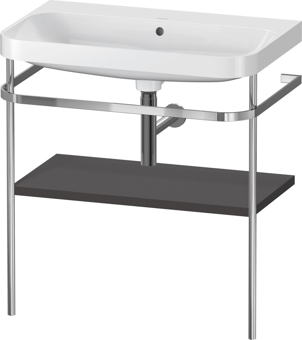 DURAVIT Happy D.2 c-shaped Waschtisch-Set 775 mm mit Metallkonsole, taupe seidenmatt