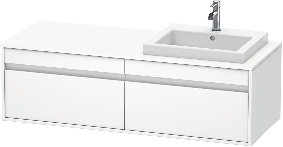 Duravit Ketho Waschtischunterbau 1400 mm wandhängend, 2 Auszüge, weiß matt, Becken links