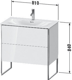 Duravit Waschtischunterbau XSquare 810x840x478mm mit 2 Auszügen, s-matt und Ahorn-Esche