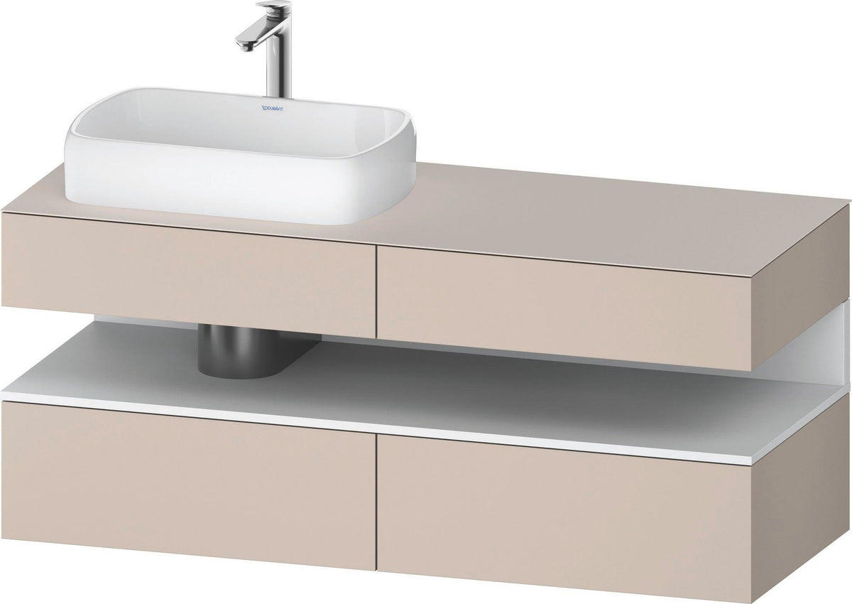 Duravit Qatego Konsolenwaschtischunterbau 1400 mm weiß hochglanz mit Eiche schwarz Nische