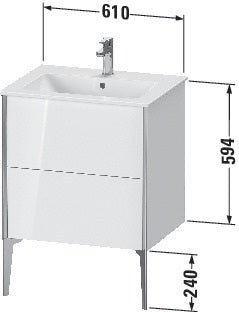 Duravit Waschtischunterbau XVIU 610x834x480mm mit 2 Auszügen in Champagner Matt