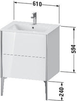 Duravit Waschtischunterbau XVIU 610x834x480mm mit 2 Auszügen in Champagner Matt