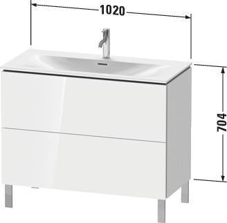 Duravit Waschtischunterbau L-Cube 704x1020x481 mm weiß matt – 2 Auszüge, Tip-On, für Viu