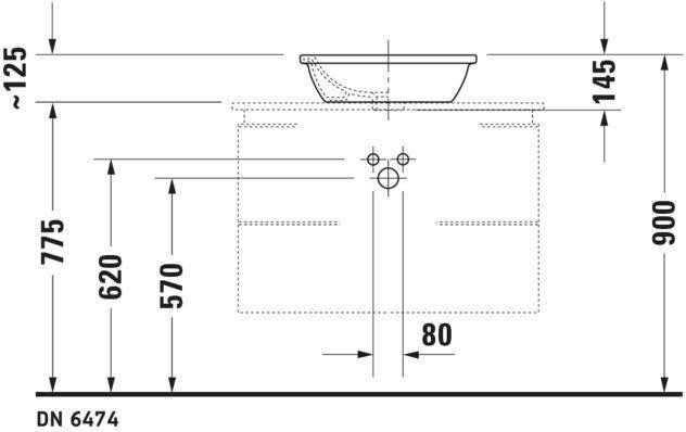 Duravit Aufsatzbecken Darling New 470 mm mit Überlauf und Hahnlochbank, geschliffen weiß