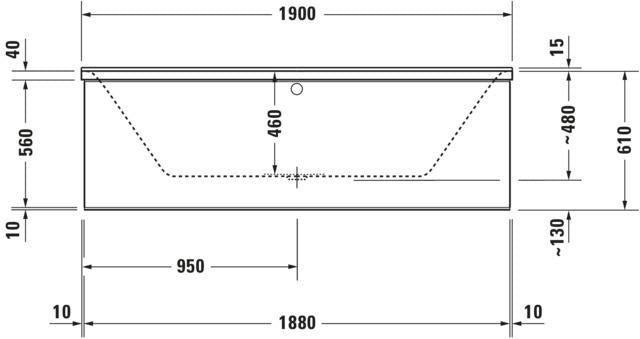 DURAVIT P3 Comforts Badewanne 1900 x 900 mm Weiß Einbauwanne mit 2 Rückenschrägen