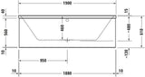 DURAVIT P3 Comforts Badewanne 1900 x 900 mm Weiß Einbauwanne mit 2 Rückenschrägen