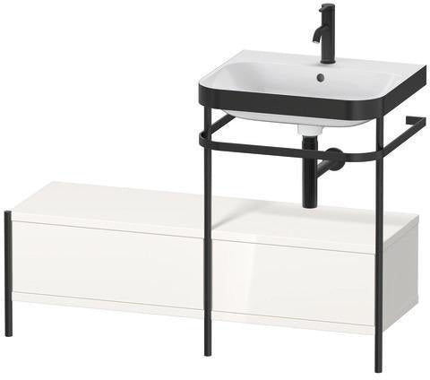 Duravit Waschtischset Happy D.2 Plus 1200x490mm ein Hahnloch taupe supermatt mit Metallkonsole