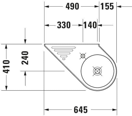 DURAVIT Handwaschbecken Architec 645 mm, weiß, mit Hahnlochbank, ohne Überlauf – Wandmontage