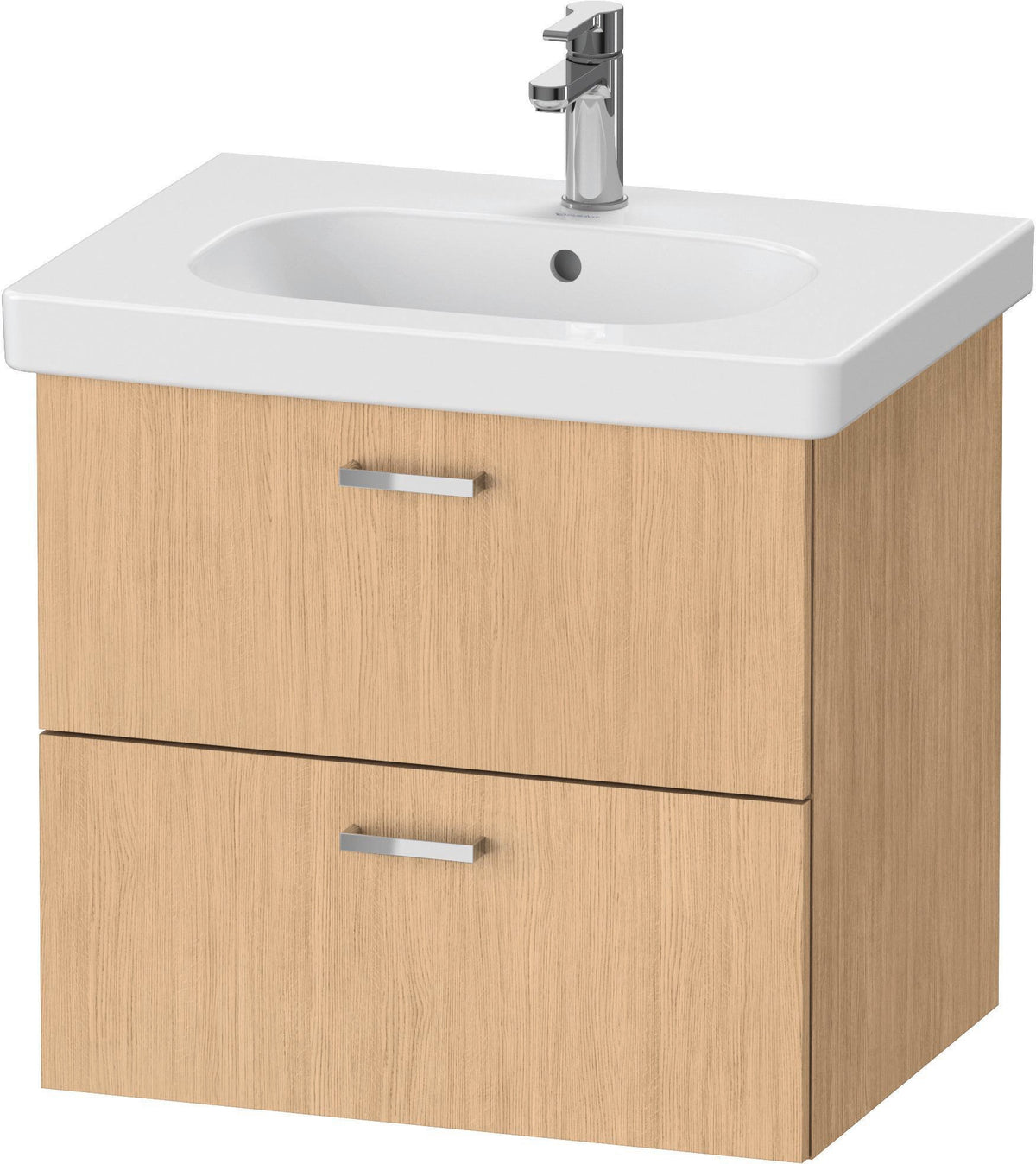 Duravit XBase Waschtischunterbau wandhängend 600 mm, 2 Schubladen, weiß matt – Soft-Close