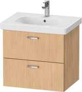 Duravit XBase Waschtischunterbau wandhängend 600 mm, 2 Schubladen, weiß matt – Soft-Close