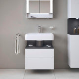 DURAVIT Qatego Waschtischunterbau 590 mm wandhängend, 1 Auszug, weiß Hochglanz, Nische Eiche Schwarz