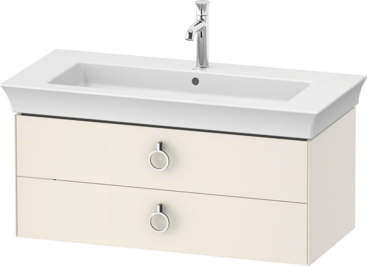 DURAVIT White Tulip Waschtischunterbau wandhängend 984 mm Nussbaum Taupe mit 2 Schubkästen