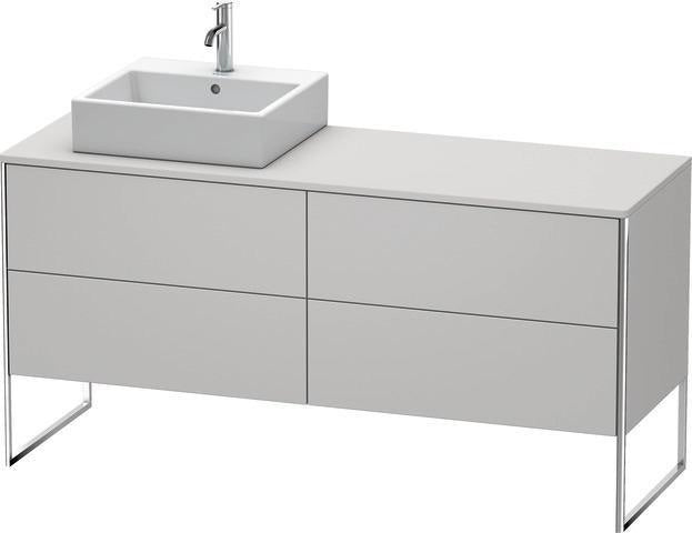 Duravit XSquare Waschtischunterbau 1600 mm mit Becken links, Außen taupe seidenmatt, inkl. Fußgestell