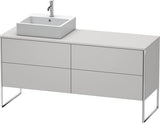 Duravit XSquare Waschtischunterbau 1600 mm mit Becken links, Außen taupe seidenmatt, inkl. Fußgestell