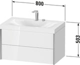 Duravit XViu Möbelwaschtisch-Set 800 mm mit Viu Waschtisch, Nussbaum Mitte, 2 Schubkästen, wandhängend