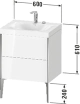 Duravit Möbelwaschtischset XVIU 600x480mm mit Viu Waschtisch und Nussbaum-Einrichtungssystem