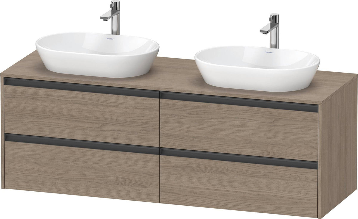 Duravit Ketho.2 Konsolen-Waschtischunterbau 1600 mm Eiche Terra mit 4 Schubkästen