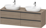 Duravit Ketho.2 Konsolen-Waschtischunterbau 1600 mm Eiche Terra mit 4 Schubkästen